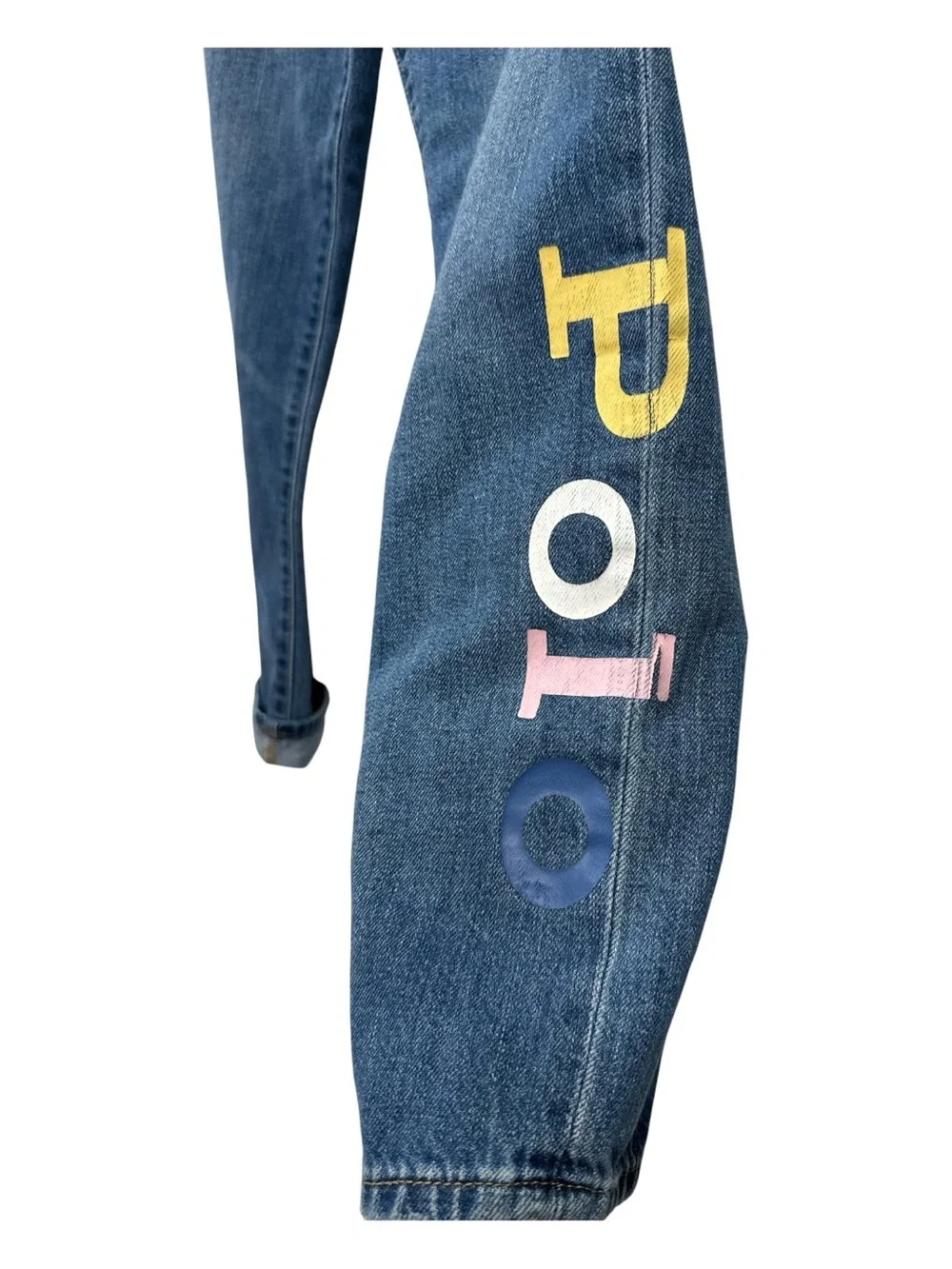 Polo Ralph Lauren Jeans Girl's 16 Astor Slim Boyfriend Blue Denim Pants Logo